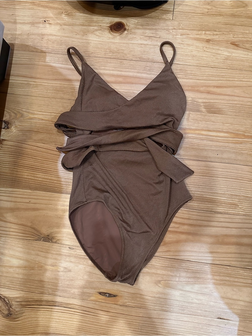 aerie Brown Wrap-Front One-Piece Swimsuit